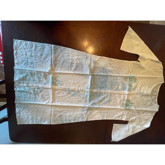 MODAPOSA Embroidered Summer Dress or Kaftan Beach Cover-Up Aqua Blue - Picture 7 of 10